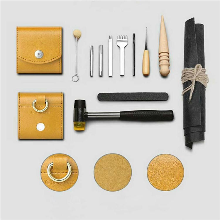 G-CASE PU Leather Portable Protective Cover Carrying Case for Apple AirPods Earphones Charging Case - Khaki-6