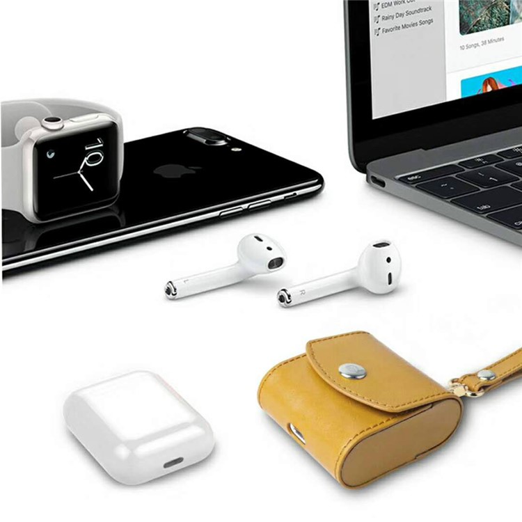 G-CASE PU Leather Portable Protective Cover Carrying Case for Apple AirPods Earphones Charging Case - Khaki-7