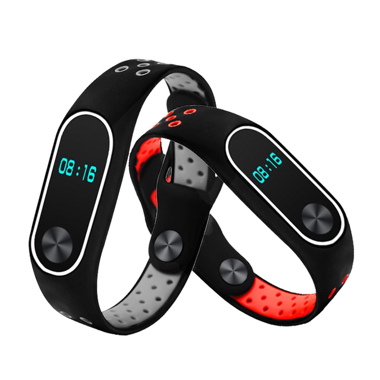 Alça De Faixa De Relógio De Silicone De Dois Tons Para Xiaomi Mi Banda 2 - Vermelho-3