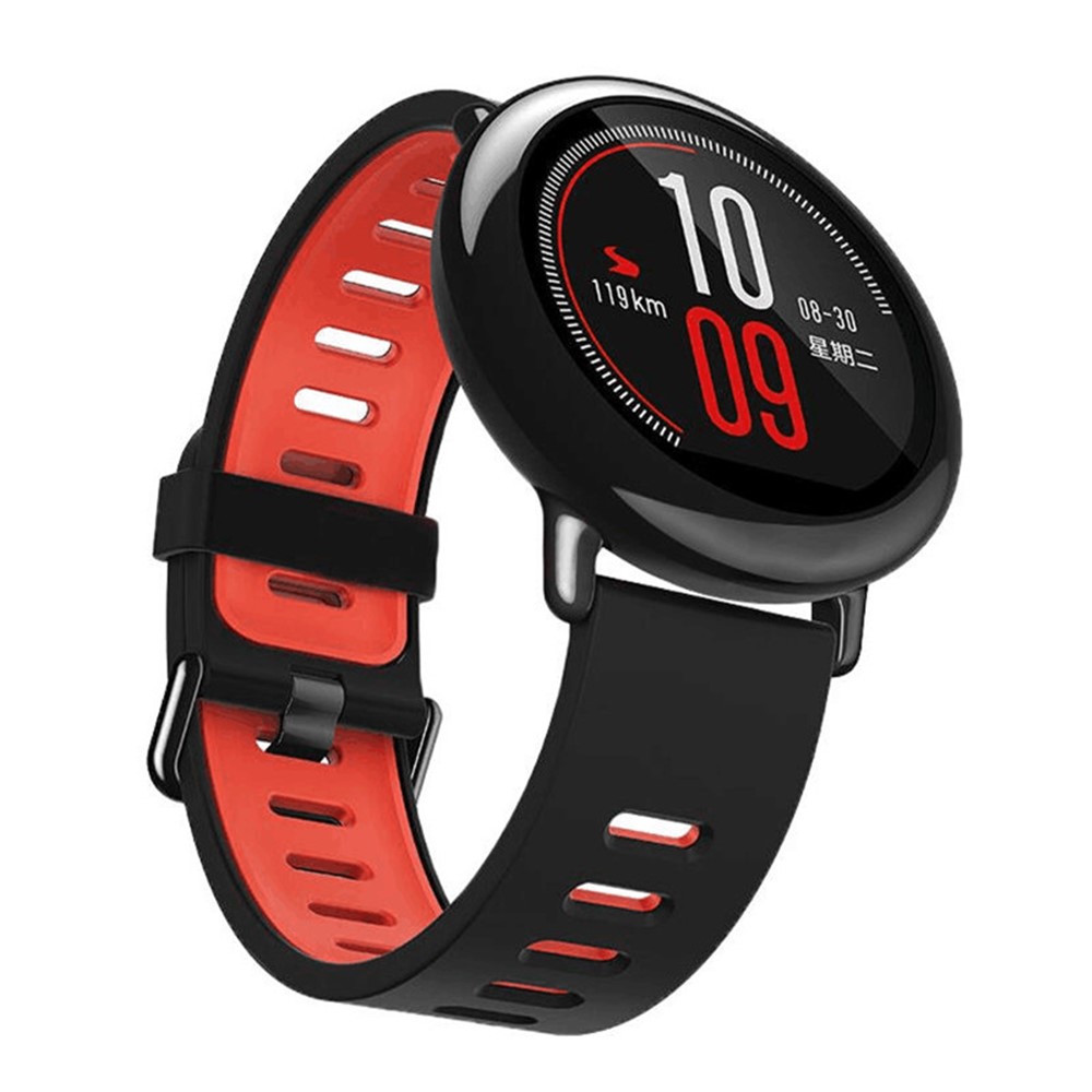 Two-tone Silicone Watch Band Strap for Xiaomi Huami Amazfit - Black / Red-3