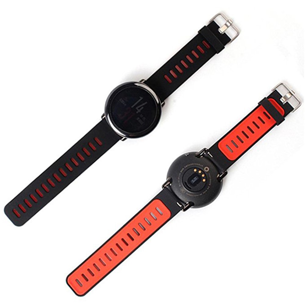 Two-tone Silicone Watch Band Strap for Xiaomi Huami Amazfit - Black / Red-4