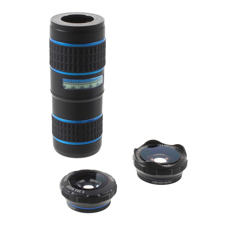 5-in-1 Universal Clip Telephoto Lens Kit, 12x Telephoto Lens + 180° Fisheye Lens + 0.36x Wide Angle Lens + 15x Macro Lens + Metal Clip-15