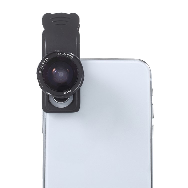 5-in-1 Universal Clip Telephoto Lens Kit, 12x Telephoto Lens + 180° Fisheye Lens + 0.36x Wide Angle Lens + 15x Macro Lens + Metal Clip-3