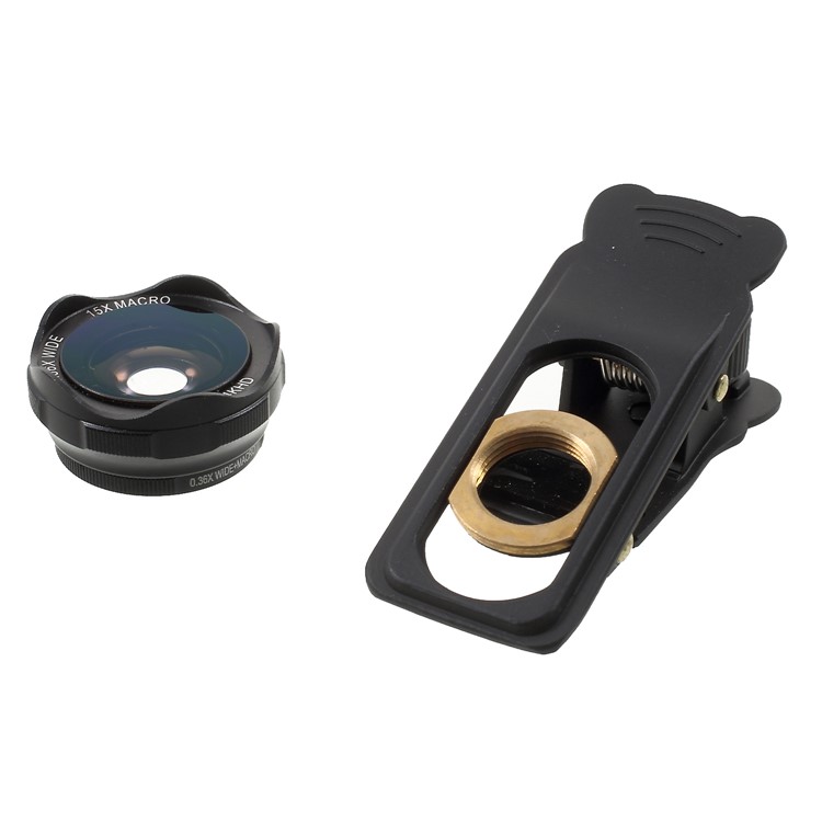 5-in-1 Universal Clip Telephoto Lens Kit, 12x Telephoto Lens + 180° Fisheye Lens + 0.36x Wide Angle Lens + 15x Macro Lens + Metal Clip-7