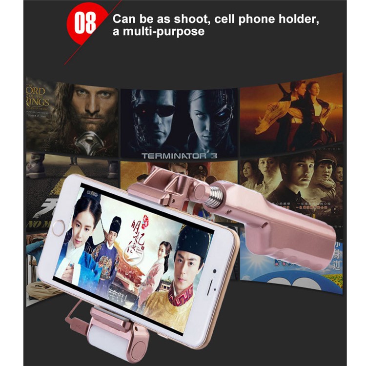 WQ41 Bluetooth Selfie Stick with Rear Mirror 360 Degree LED Fill Light Foldable Monopod-12