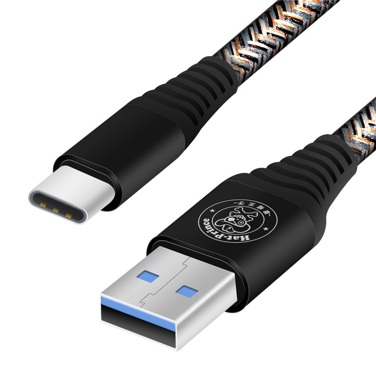 HAT PRINCE 98CM 2A Type-C Charge Data Sync Cable for Samsung HTC Huawei - Black-2