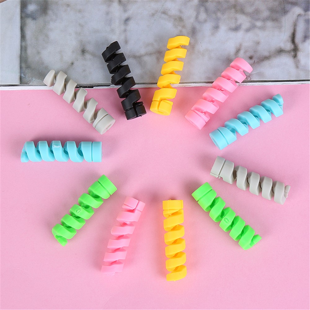 4Pcs/Lot Flexible Silicone Spiral Cord Keeper Data Cable Protector-2