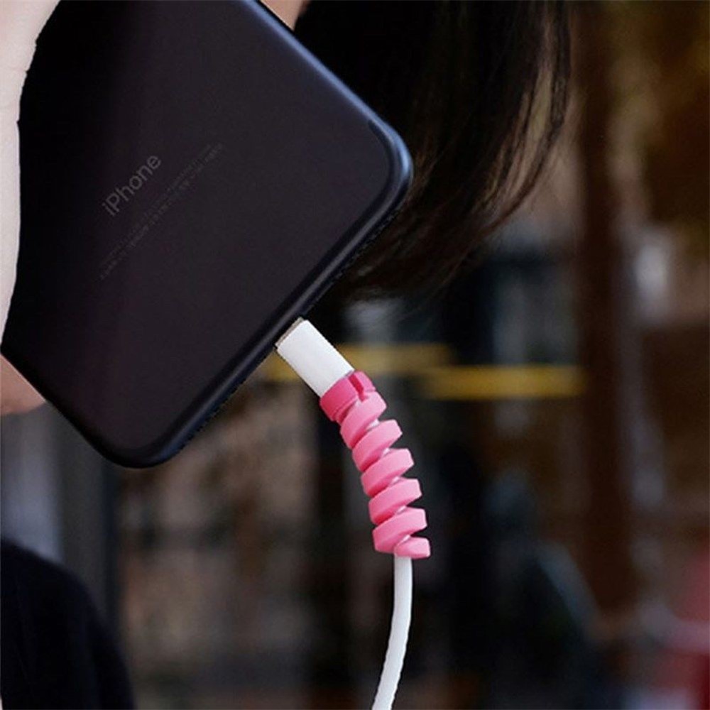 4Pcs/Lot Flexible Silicone Spiral Cord Keeper Data Cable Protector-5