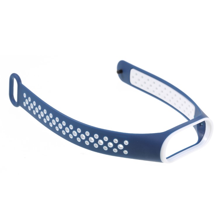 Two-tone Soft Silicone Watch Strap Replace Part for Xiaomi Mi Smart Band 4 / Mi Band 3 - Blue / White-2