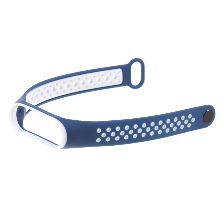 Two-tone Soft Silicone Watch Strap Replace Part for Xiaomi Mi Smart Band 4 / Mi Band 3 - Blue / White-3