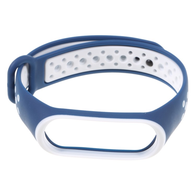 Two-tone Soft Silicone Watch Strap Replace Part for Xiaomi Mi Smart Band 4 / Mi Band 3 - Blue / White-4