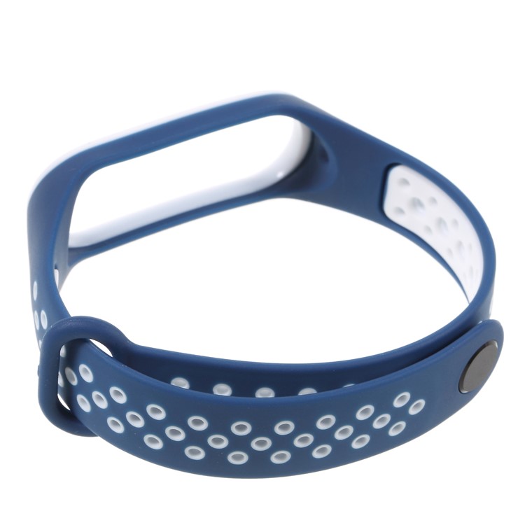Two-tone Soft Silicone Watch Strap Replace Part for Xiaomi Mi Smart Band 4 / Mi Band 3 - Blue / White-5