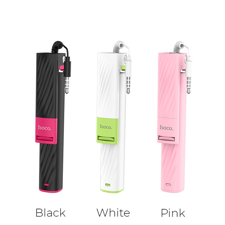 HOCO K7 3.5mm Plug Dainty Mini Wired Selfie Stick for iPhone Samsung Huawei - White-4