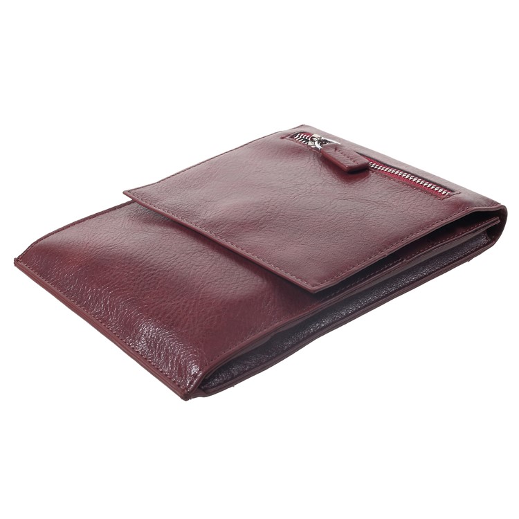 Universal Multi-function Leather Pouch Case with Shoulder Strap for iPhone XR / Huawei Mate 10 Pro etc - Red-6