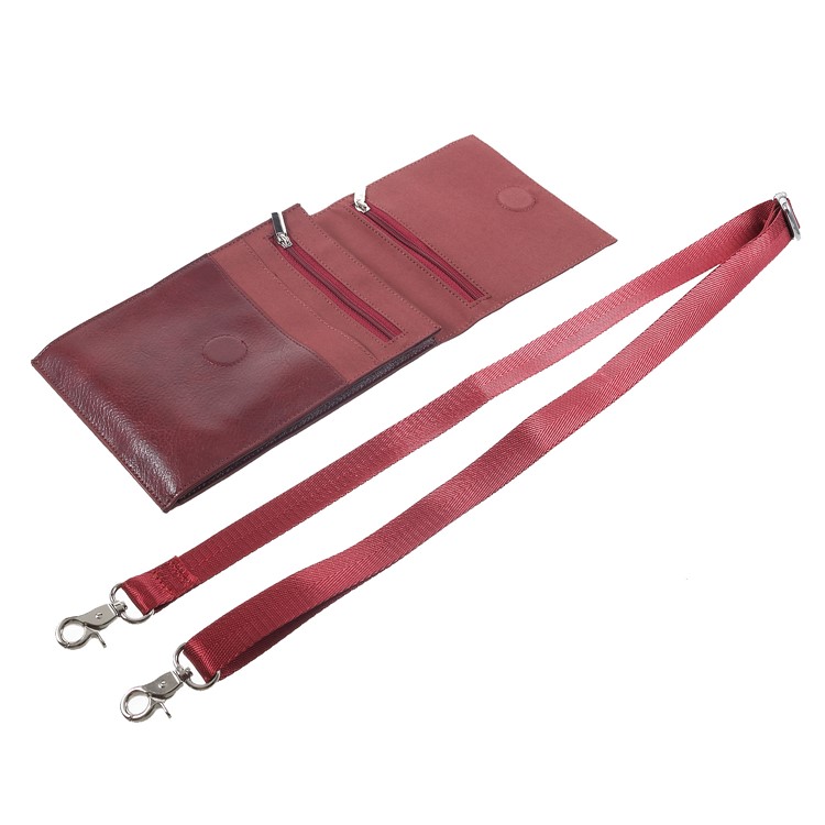 Universal Multi-function Leather Pouch Case with Shoulder Strap for iPhone XR / Huawei Mate 10 Pro etc - Red-9