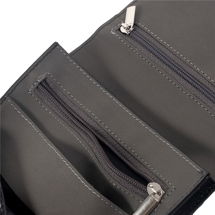 Saco De Bolsa De Couro Multi-função Universal Com Alça De Ombro Para IPhone XR / Huawei Mate 10 Pro Etc - Preto