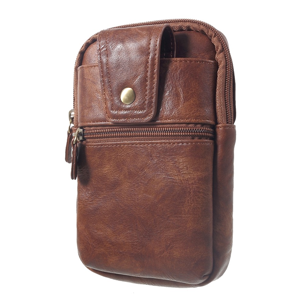 PU Leder Tasche Tasche Mit Einem Haken Für IPhone XS Max / Huawei Kumpel 10 Pro Usw - Kaffee-3