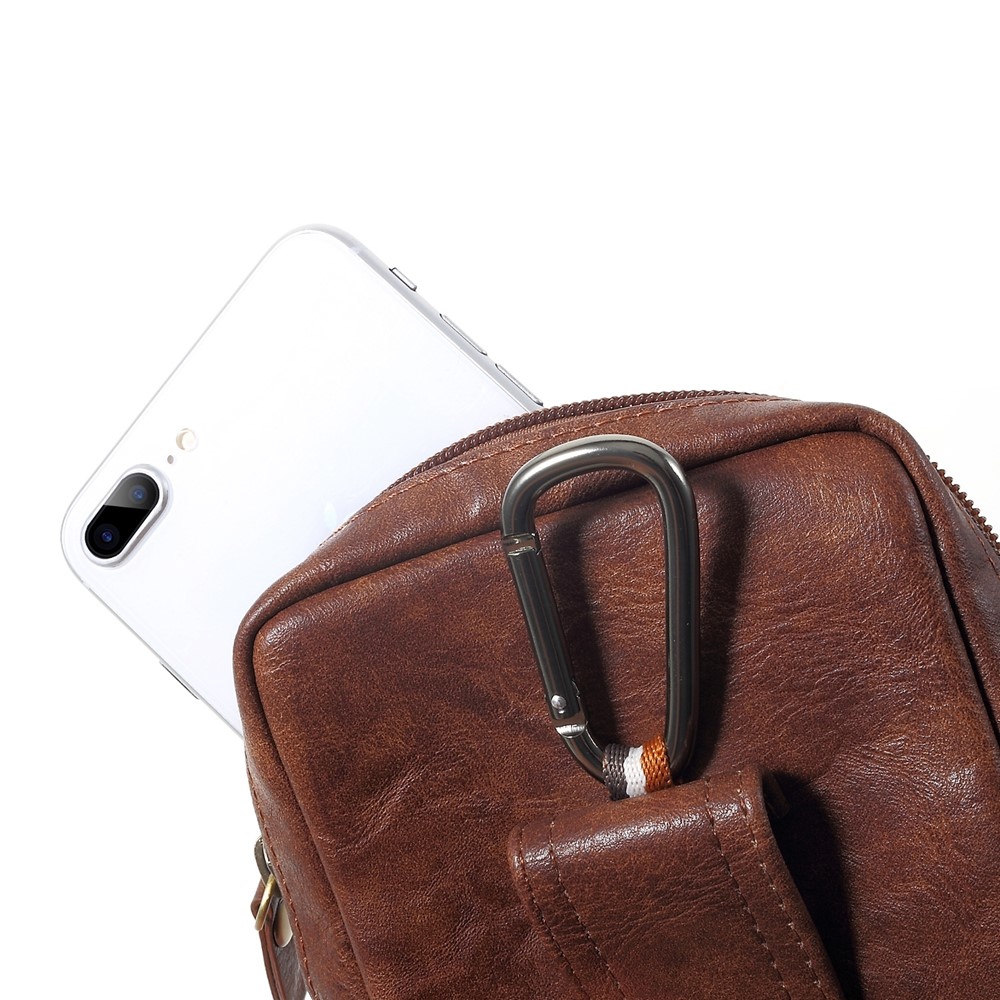 PU Leder Tasche Tasche Mit Einem Haken Für IPhone XS Max / Huawei Kumpel 10 Pro Usw - Kaffee-6