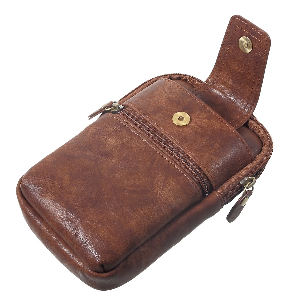 PU Leder Tasche Tasche Mit Einem Haken Für IPhone XS Max / Huawei Kumpel 10 Pro Usw - Kaffee-7