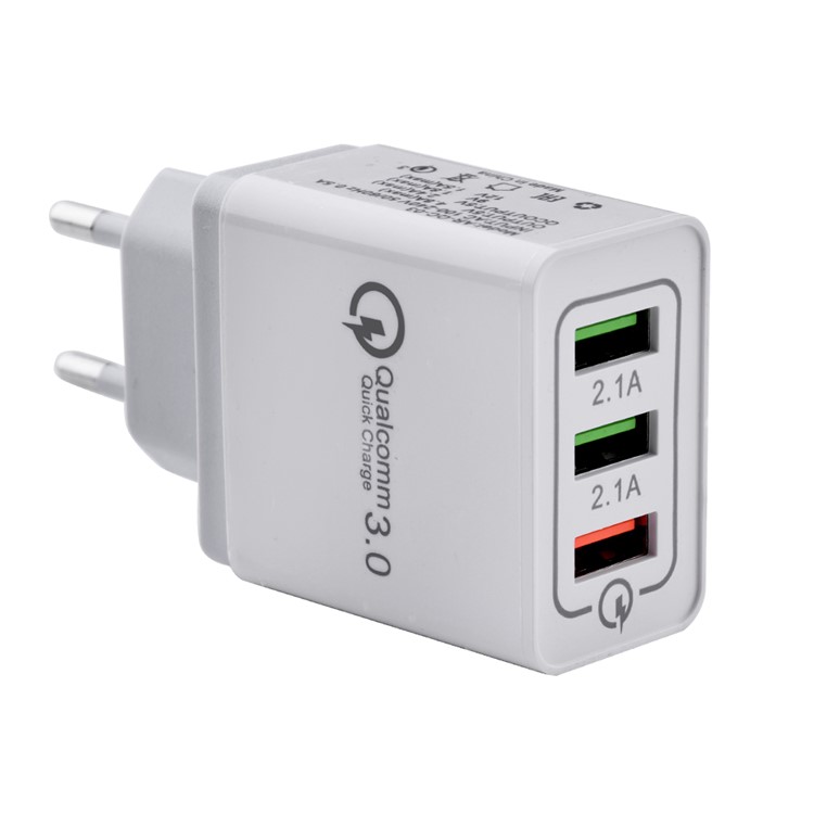 QC3.0 3 USB Ports Wall Charger Adapter with Type-C Cable Kit for Samsung Huawei Xiaomi Etc. - EU Plug-3