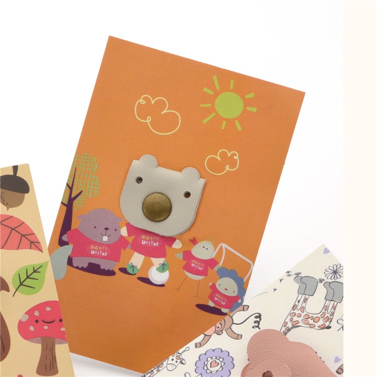 Cartoon Bear Pattern Genuine Leather Cable Cord Wire Earphone Bobbin Winder Organizer - Grey-8