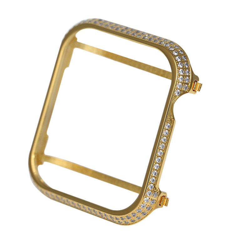 

Shiny Dual-row Rhinestone Decorated Metal Protective Casing for Apple Watch Series 4 44mm - Gold, Apple Watch Series 4 44mm