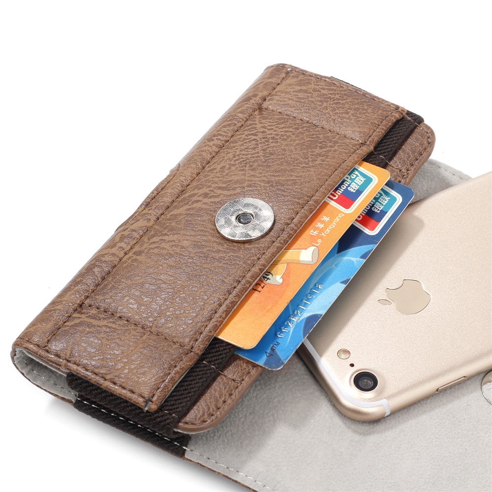 4.7 inch Universal Stone Grain PU Leather Holster Pouch with Card Slots for iPhone 8 / 7 / LG K3 etc - Brown-4