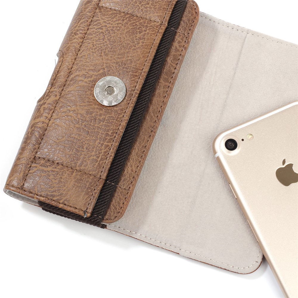 4.7 inch Universal Stone Grain PU Leather Holster Pouch with Card Slots for iPhone 8 / 7 / LG K3 etc - Brown-5