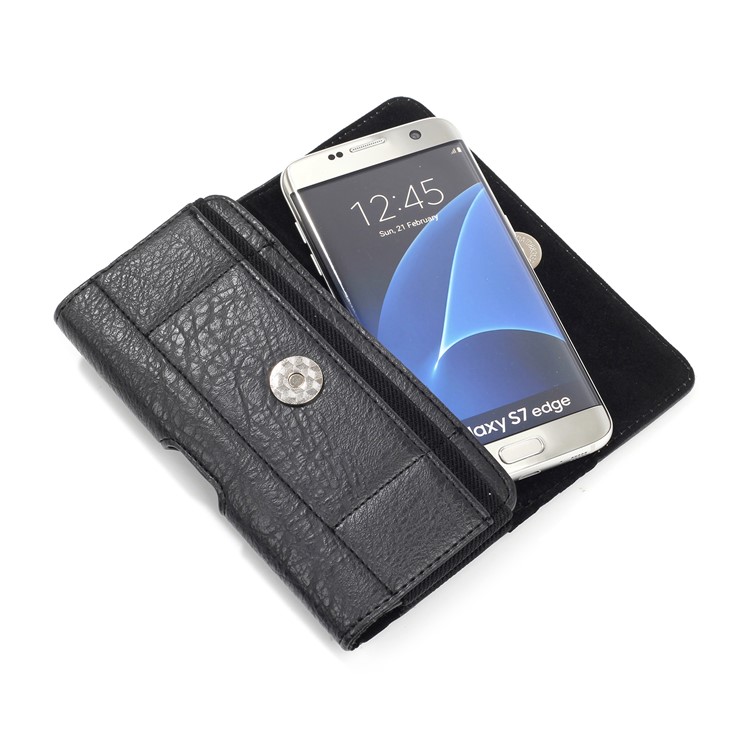 5,5-Zoll-Universal-Steinkorn-PU-Ledergürtelclip-Holsterbeutel Für Das IPhone 8 Plus / Galaxie J7 (2018) Etc - Schwarz-2