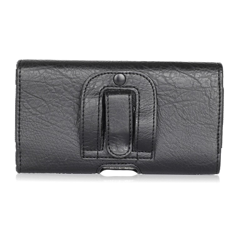 5,5-Zoll-Universal-Steinkorn-PU-Ledergürtelclip-Holsterbeutel Für Das IPhone 8 Plus / Galaxie J7 (2018) Etc - Schwarz-3