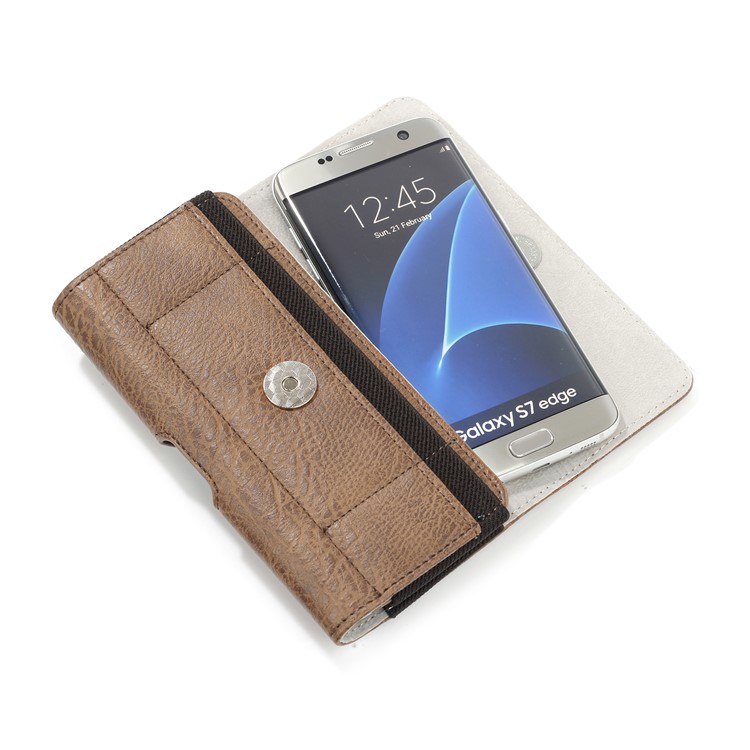 5.5 inch Universal Stone Grain PU Leather Belt Clip Holster Bag for iPhone 8 Plus / Galaxy J7 (2018) etc - Brown-2