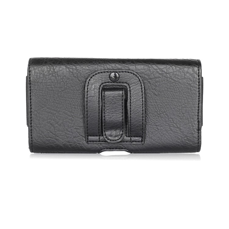 6,3-Zoll-Universal-PU-Leder-Holsterbeutel Aus Stein Mit Kartenfächern Für Den Huawei Mate 20 Lite / Galaxie A7 (2018) Etc - Schwarz-2