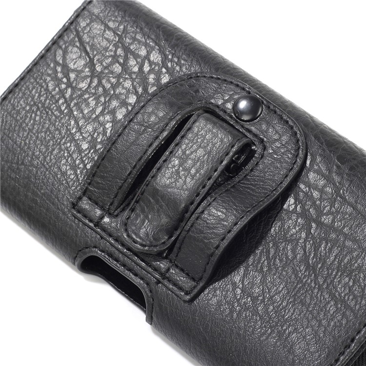 6,3-Zoll-Universal-PU-Leder-Holsterbeutel Aus Stein Mit Kartenfächern Für Den Huawei Mate 20 Lite / Galaxie A7 (2018) Etc - Schwarz-4