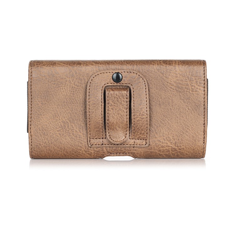 Étui De Sac En Cuir PU De Grain De Pierre Universel De 6,3 Pouces Avec Fentes Pour Cartes Pour Compagnon Huawei 20 Lite / Galaxie A7 (2018) Etc - Marron-4
