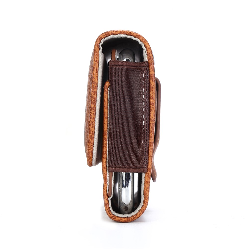 6,3 Inch Pierre Grain Universel Poche Étui En Cuir PU Avec Sac Fentes Pour Cartes De Téléphone - Brun Clair-3