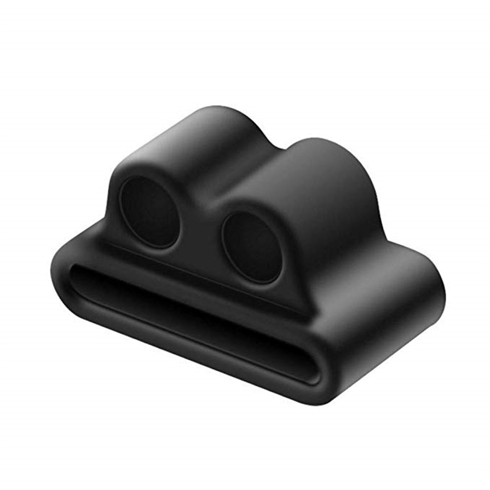 Para Apple AirPods Accesorios 4 En 1 Tapa Protectora De Silicona A Prueba De Golpes + Correa Del Cuello + Tenedor De Auricular + Funda Auricular - Negro