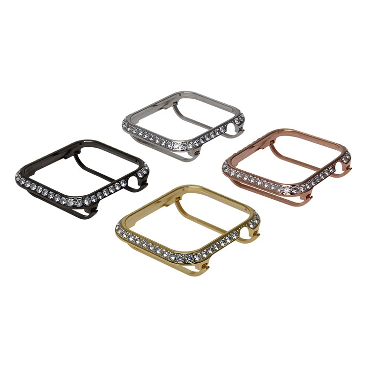 Glänzende Einreihige Strass Verzierte Metallschutzhülle Für Apple Watch Serie 4 44mm - Schwarz-11