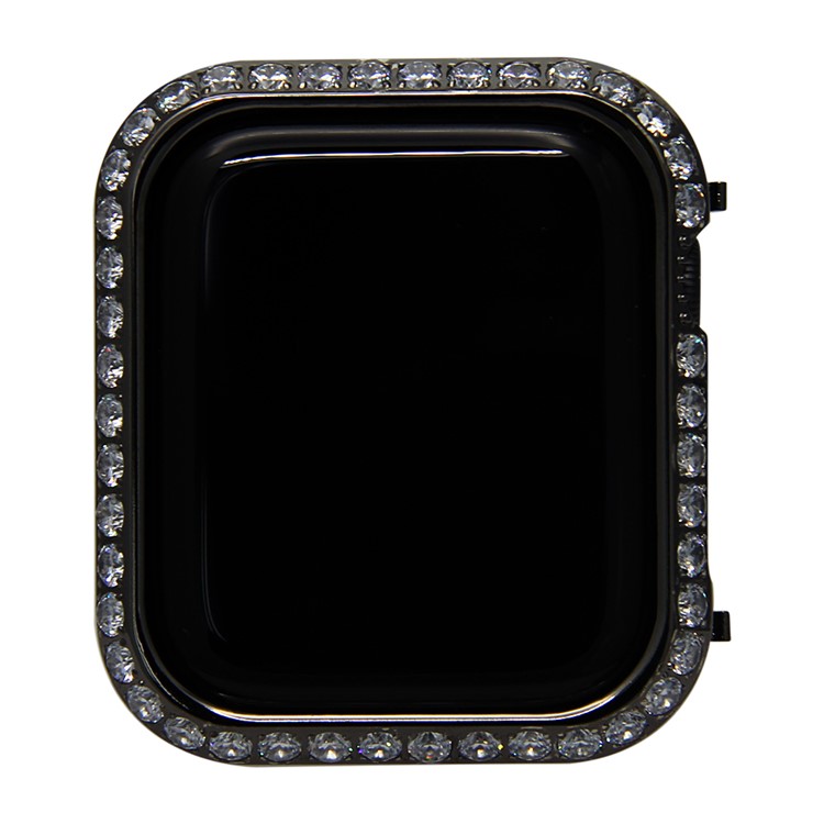 Glänzende Einreihige Strass Verzierte Metallschutzhülle Für Apple Watch Serie 4 44mm - Schwarz-2