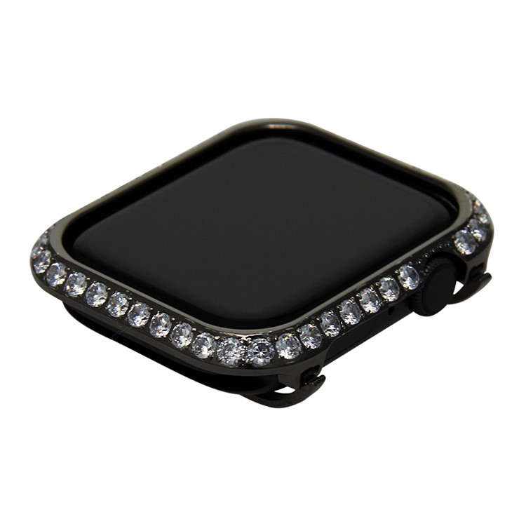 Glänzende Einreihige Strass Verzierte Metallschutzhülle Für Apple Watch Serie 4 44mm - Schwarz-3