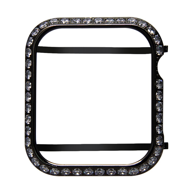 Glänzende Einreihige Strass Verzierte Metallschutzhülle Für Apple Watch Serie 4 44mm - Schwarz-4