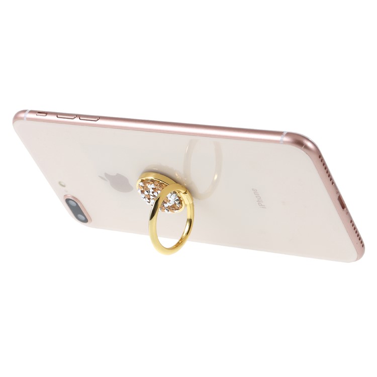 LGD Bling Diamond Finger Ring Grip Holder for Mobile Phone - Gold-7