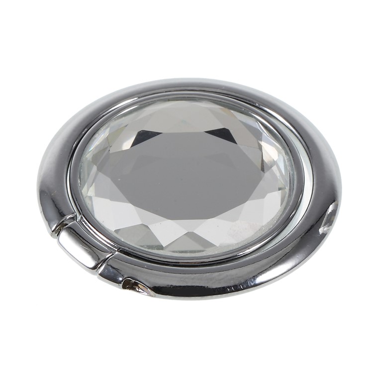 LGD Big Rhinestone Finger Ring Grip Stand for Mobile Phone - Silver-3