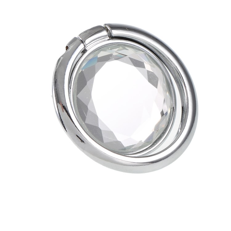 LGD Big Rhinestone Finger Ring Grip Stand for Mobile Phone - Silver-5