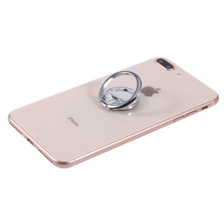 LGD Big Rhinestone Finger Ring Grip Stand for Mobile Phone - Silver-6