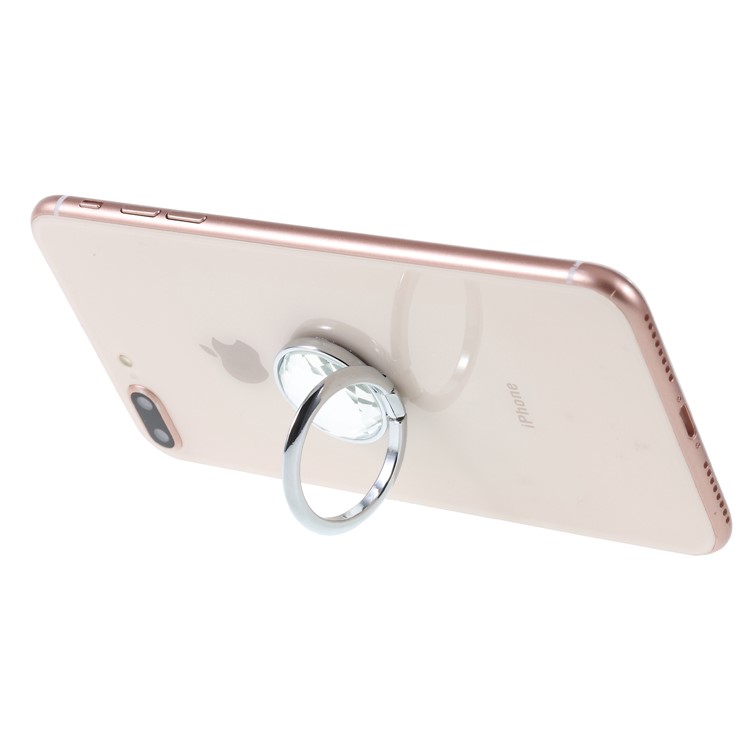 LGD Big Rhinestone Finger Ring Grip Stand for Mobile Phone - Silver-7