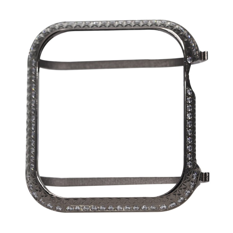 Metal Rhinestone Decor Watch Protective Frame Case for Apple Watch Series 4 44mm (Grid Pattern) - Black-4