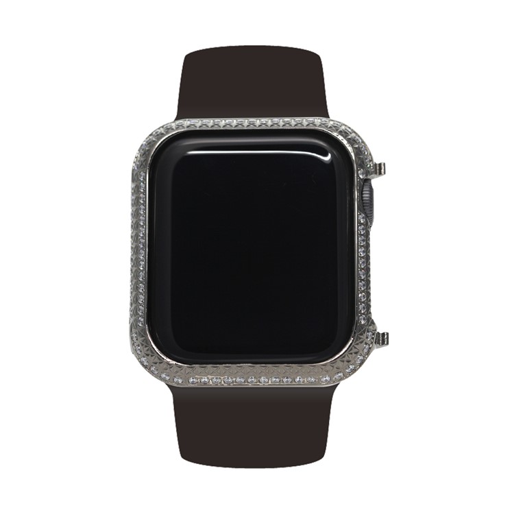 Luxury Diamond Decor Grid Pattern Watch Protective Cover Shell for Apple Watch Series 4 40mm - Black-1