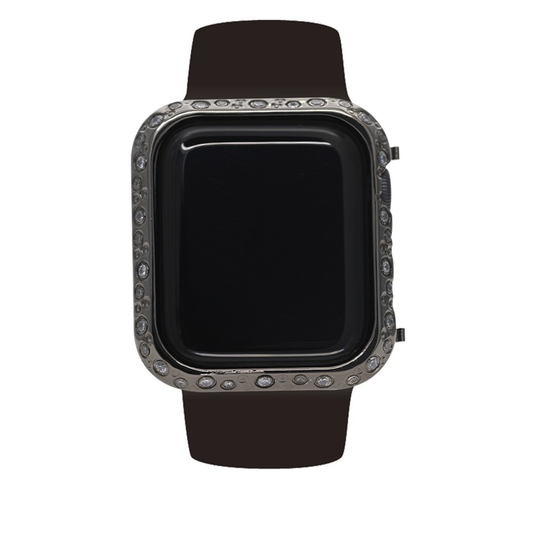 Watch Protective Cover Shell with Big and Small Luxury Diamond Decor for Apple Watch Series 4 40mm - Black-1