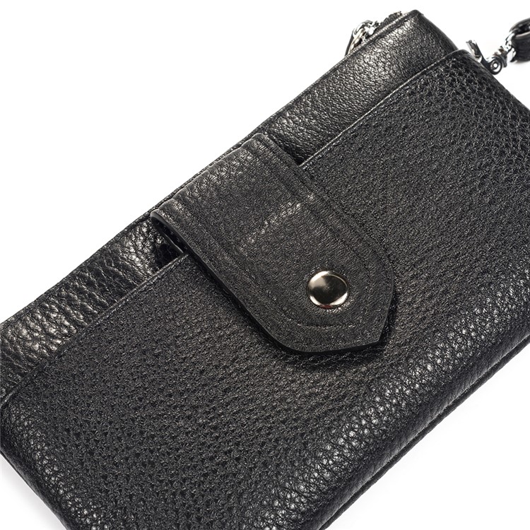 6.4 inch Cowhide Leather Multi-Card Men's Wallet Clutch Bag - Black-11