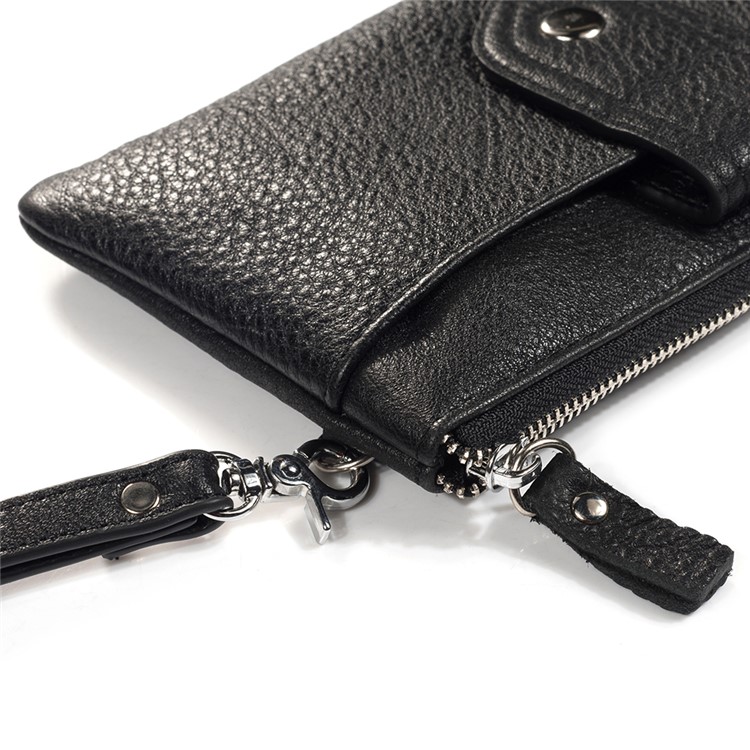 6.4 inch Cowhide Leather Multi-Card Men's Wallet Clutch Bag - Black-12